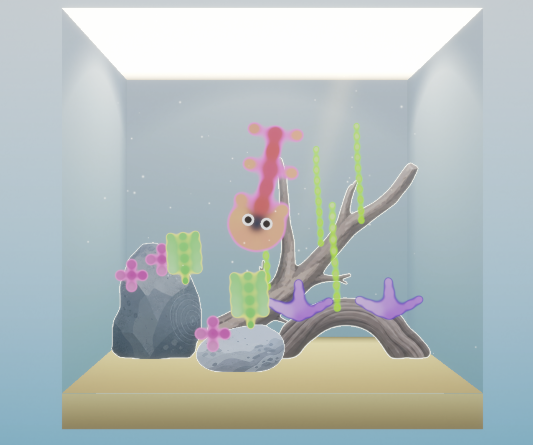 v5 prompt mockup — matte porcelain stones, frosted-sea-glass driftwood, soft directional light
